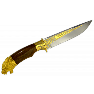 Нож "Кузюк" (литье тигр) в золоте