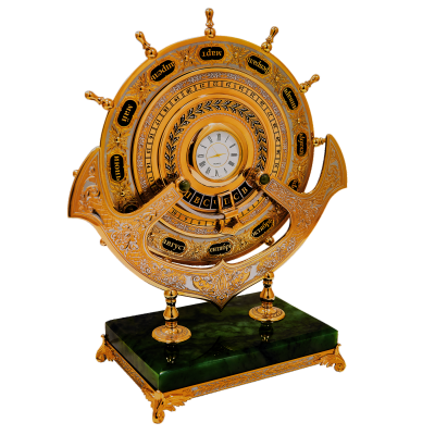 Настольный календарь-часы "Штурвал" на нефрите